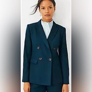 Ann Taylor Deep Teal Double-Breasted Blazer